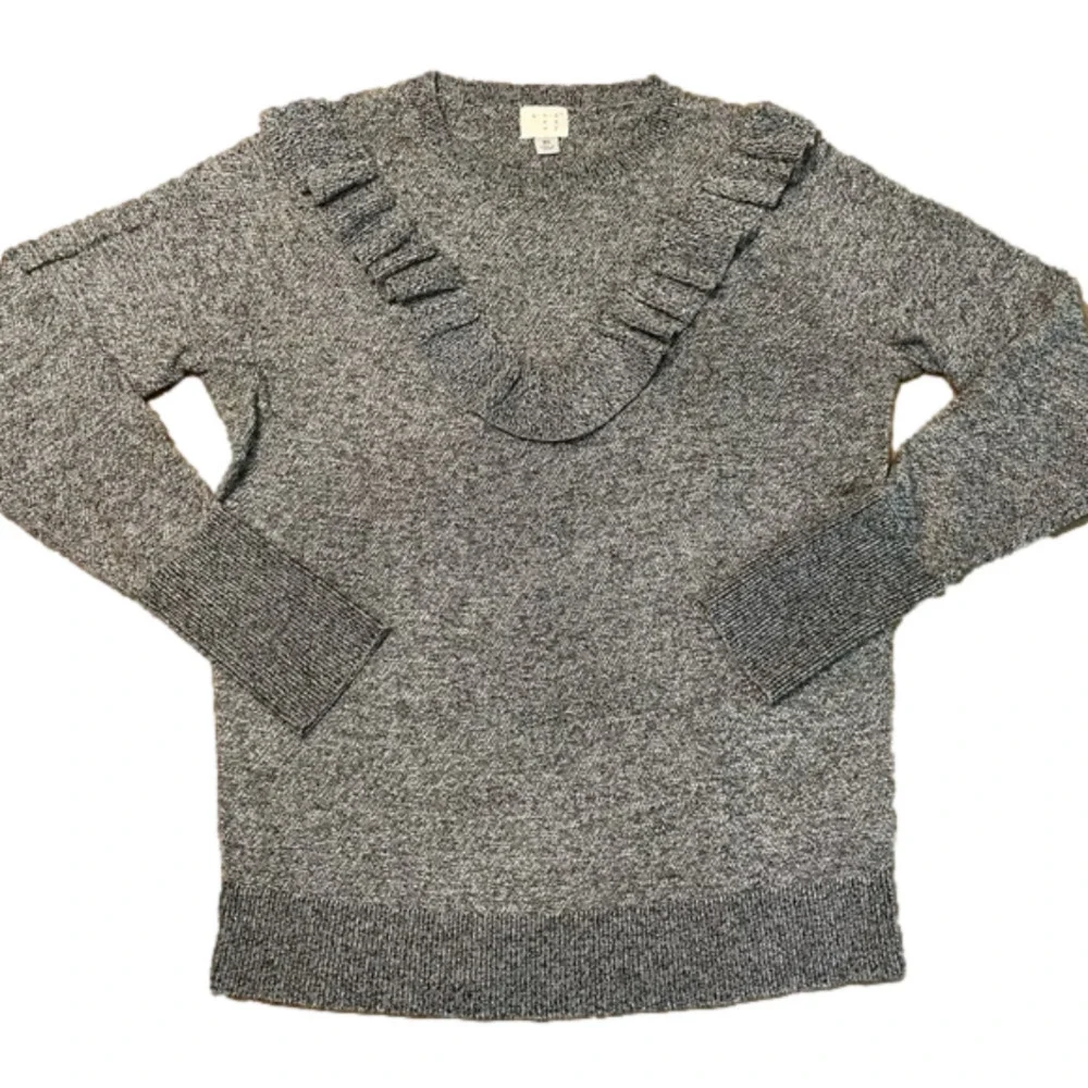 A New Day knit marled gray ruffle sweater - Picture 1 of 7